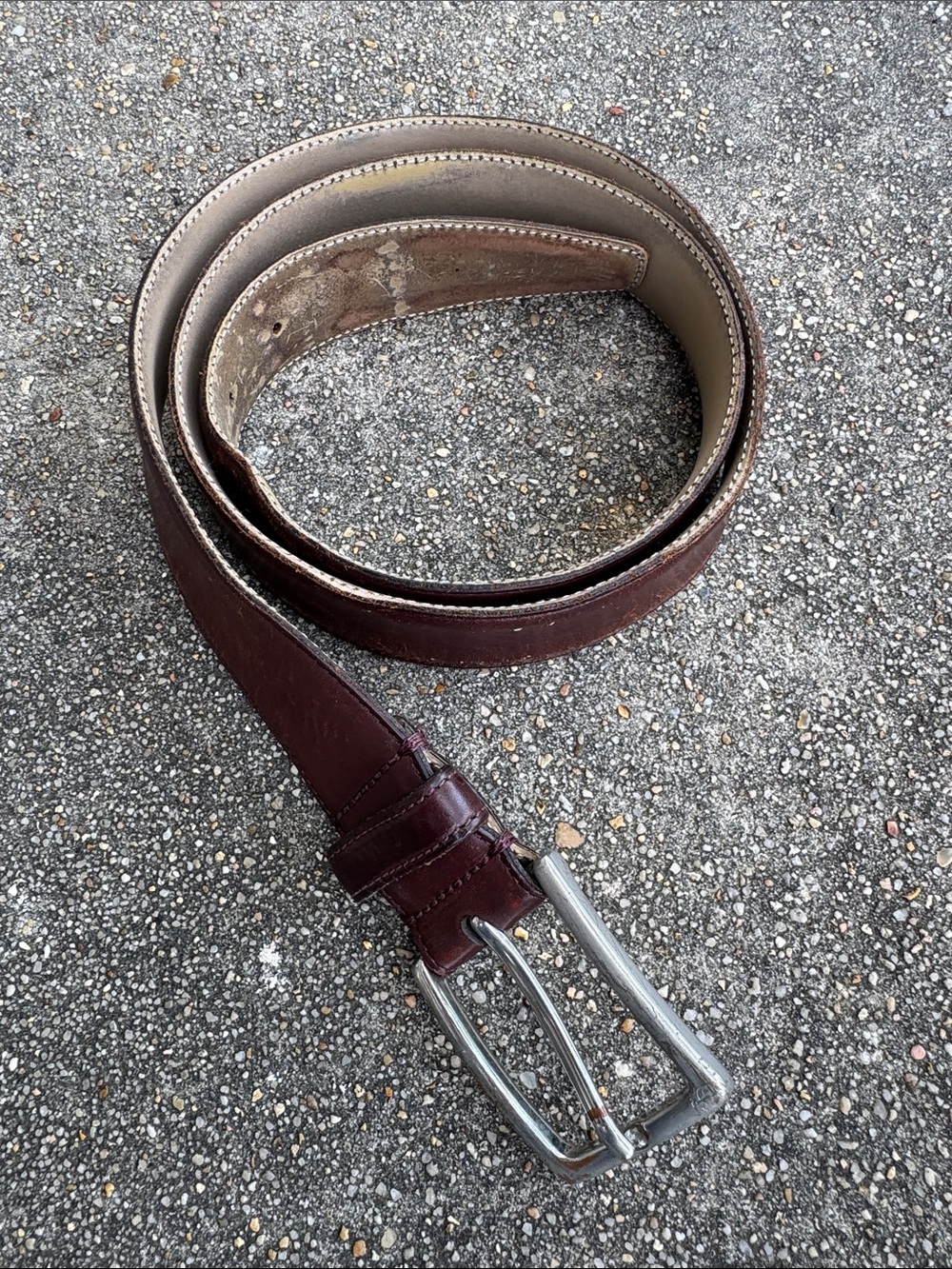 Brooks Brothers Brown Leather Belt with Silver Buckle 36 - Made In Italy